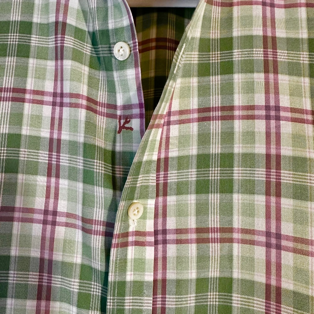 Isaia Windowpane Dress Sport Shirt / MENS IT SZ 40 - Picture 5 of 15